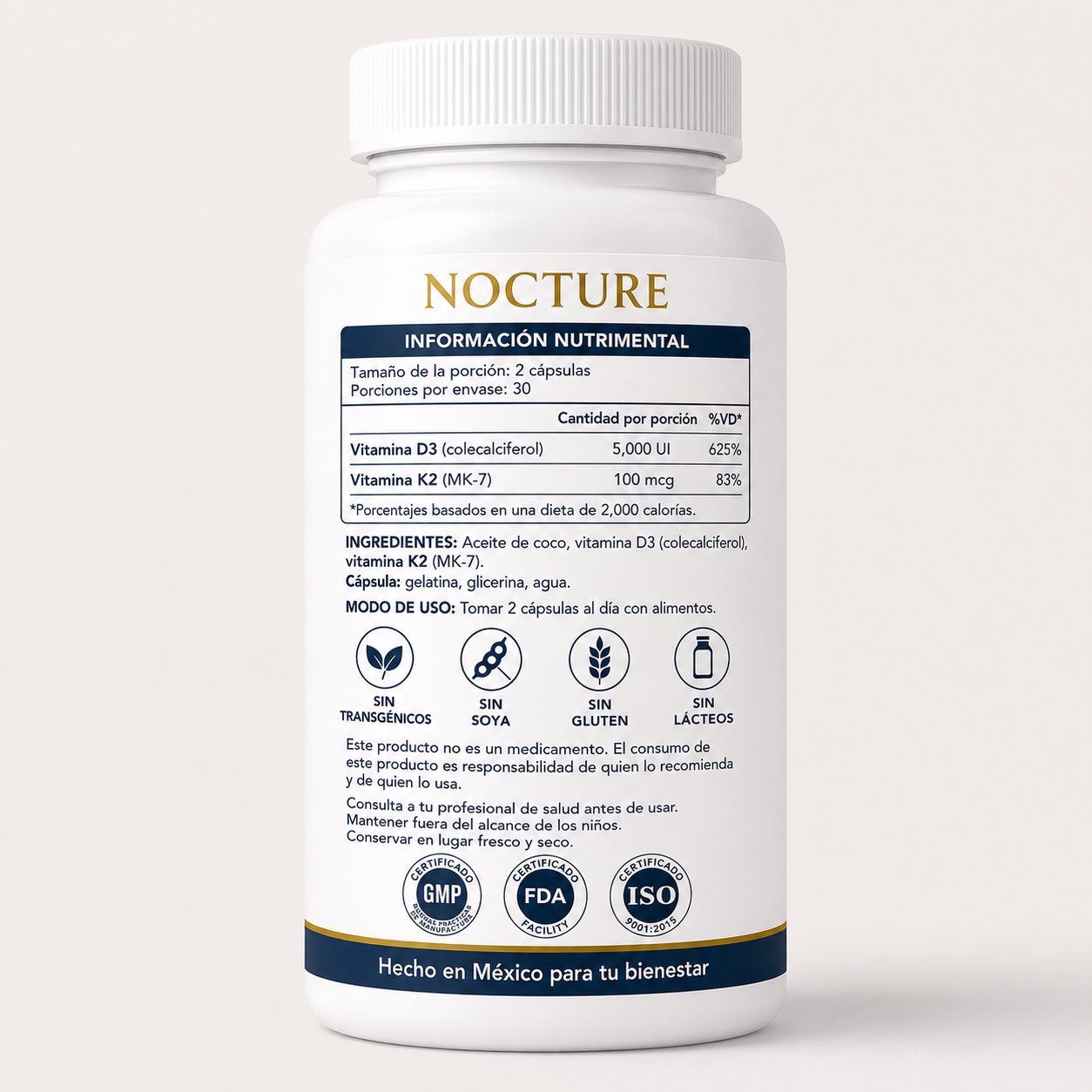 Nocture Vitamina D3 + K2 — Soporte 2 en 1