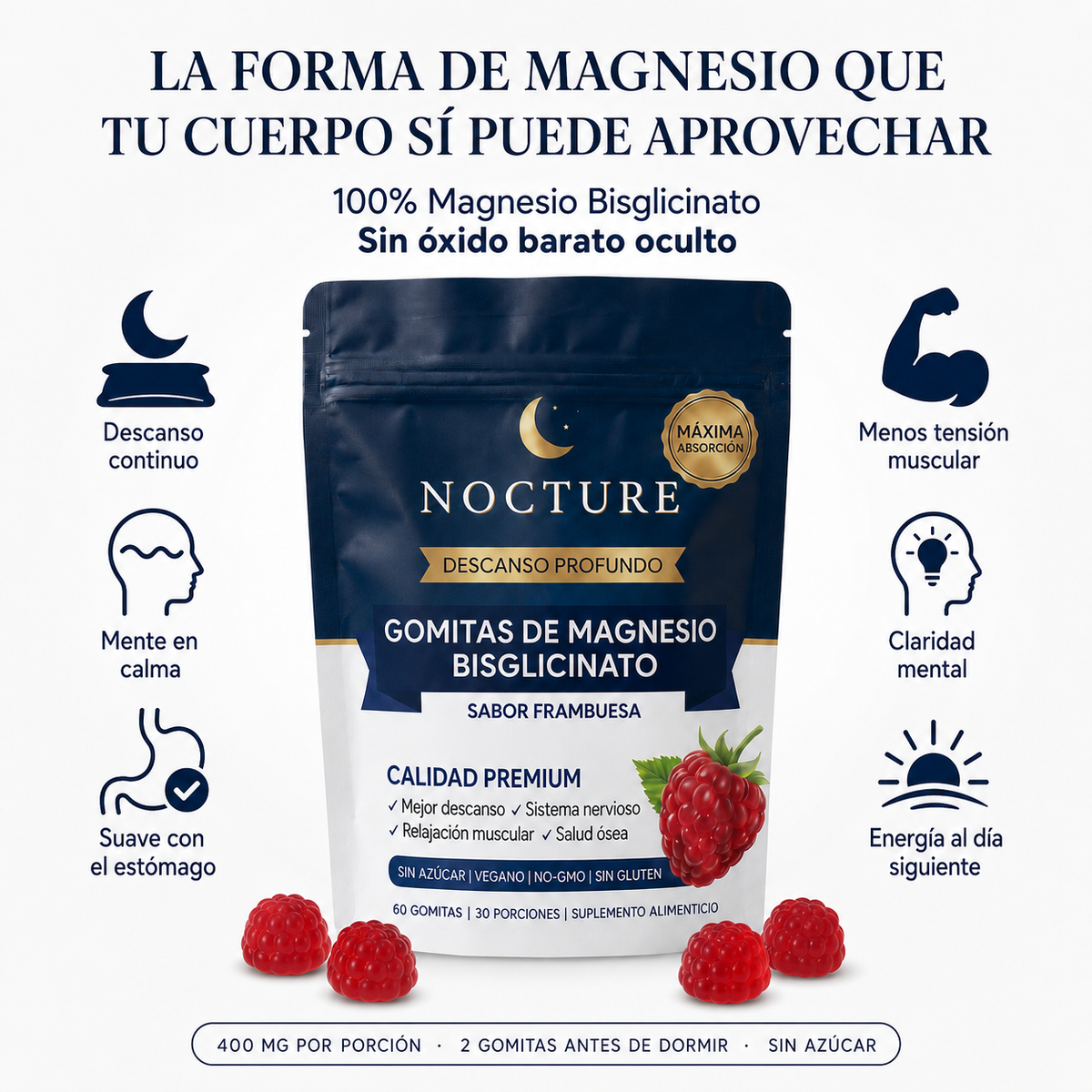 Nocture | Gomitas de bisglicinato de magnesio